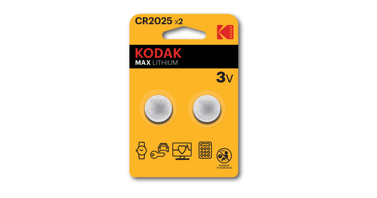 Kodak Lithium Button Cell Batteries 2025 Pack Of 2 CR2025