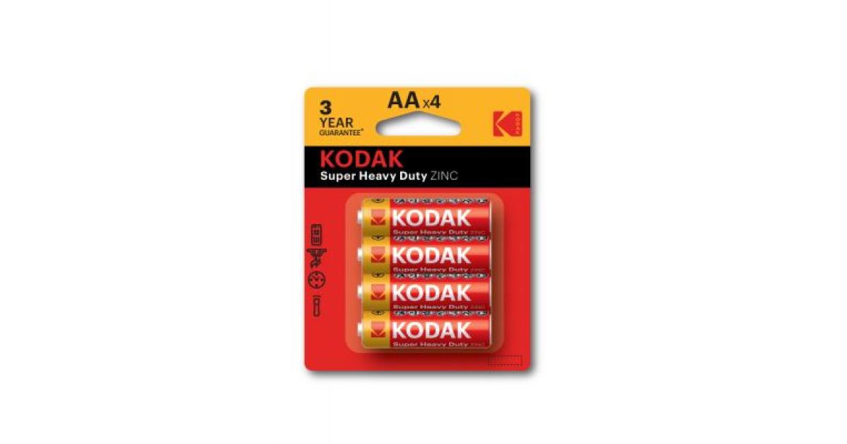 Kodak AA Zinc Extra Heavy Duty Batteries Pack Of 4 AAZINC