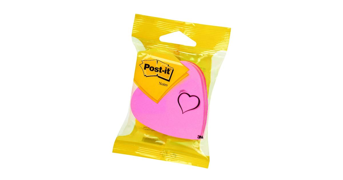 PostIt Heart Neon Pink 75 Sheets 2007h
