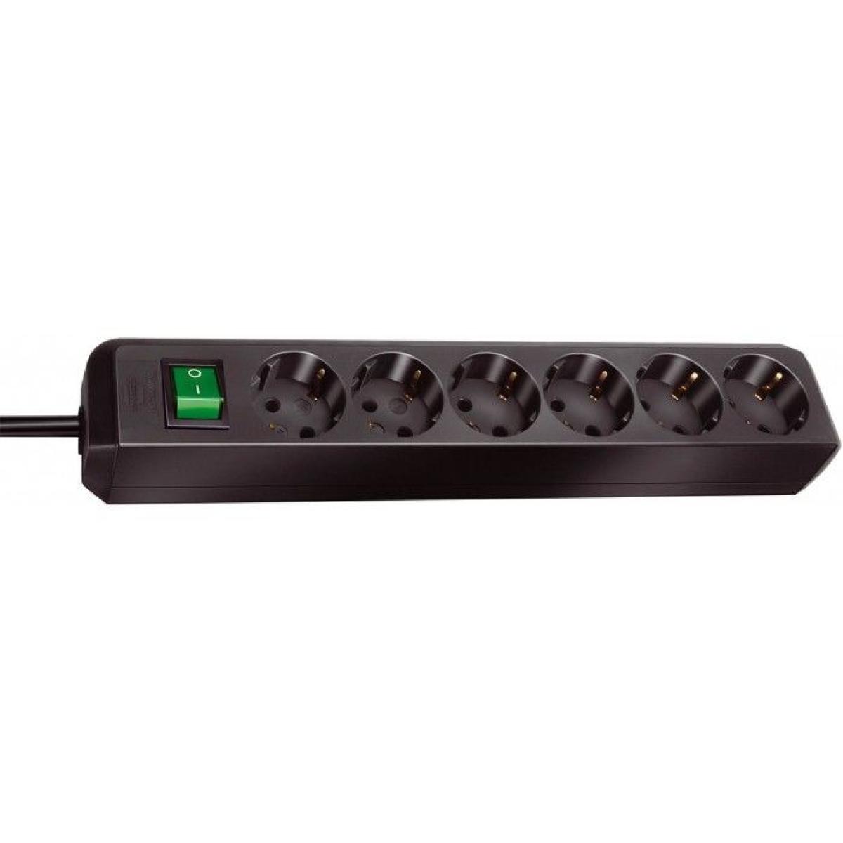 Brennenstuhl Eco-Line Extension Socket With Switch 6-Way Black 3m H05VV-F 3G1,5