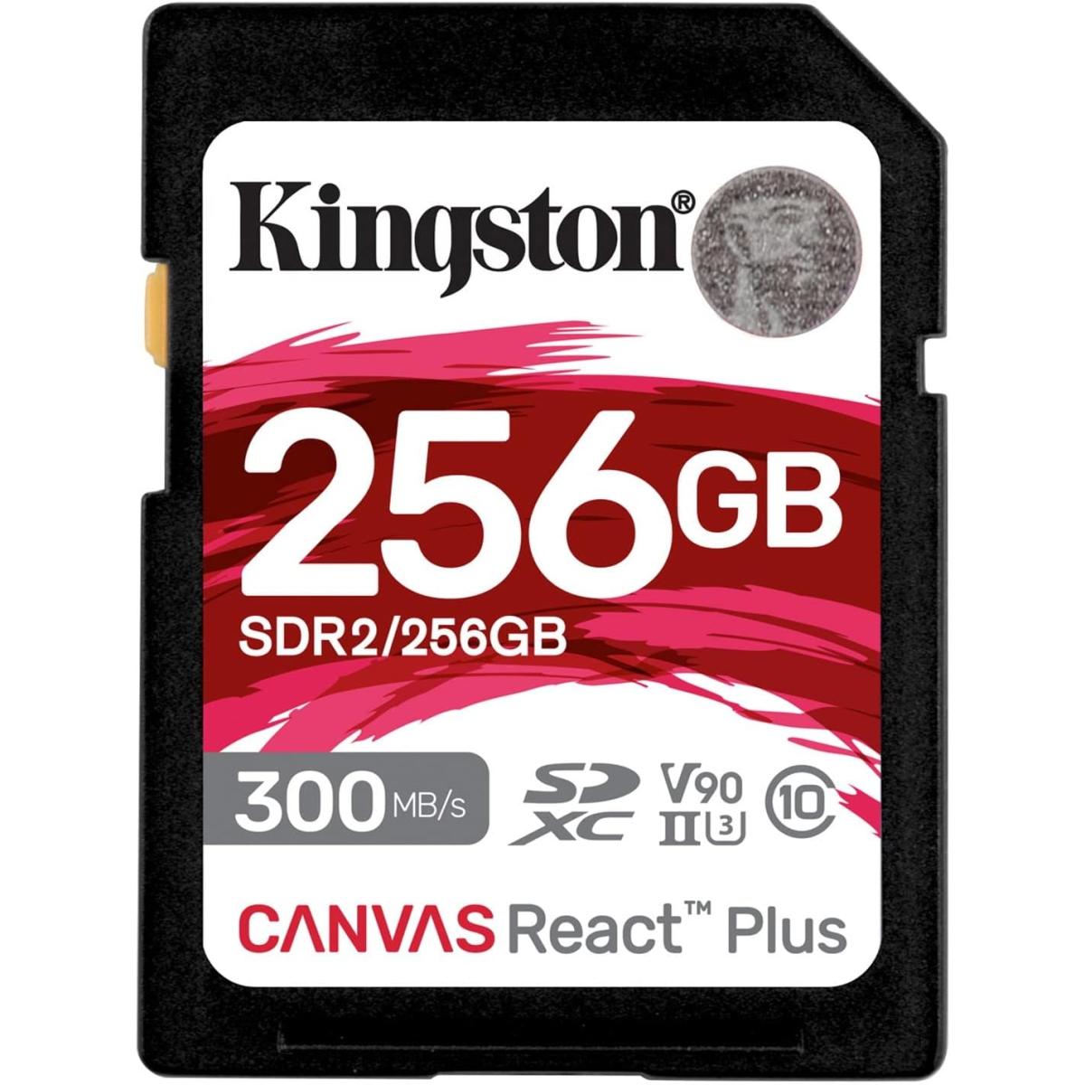 Kingston 256GB SDXC Canvas React Plus 300MB/s Read For UHS-II 4K/8K Professional Cinema Cameras Memory Card