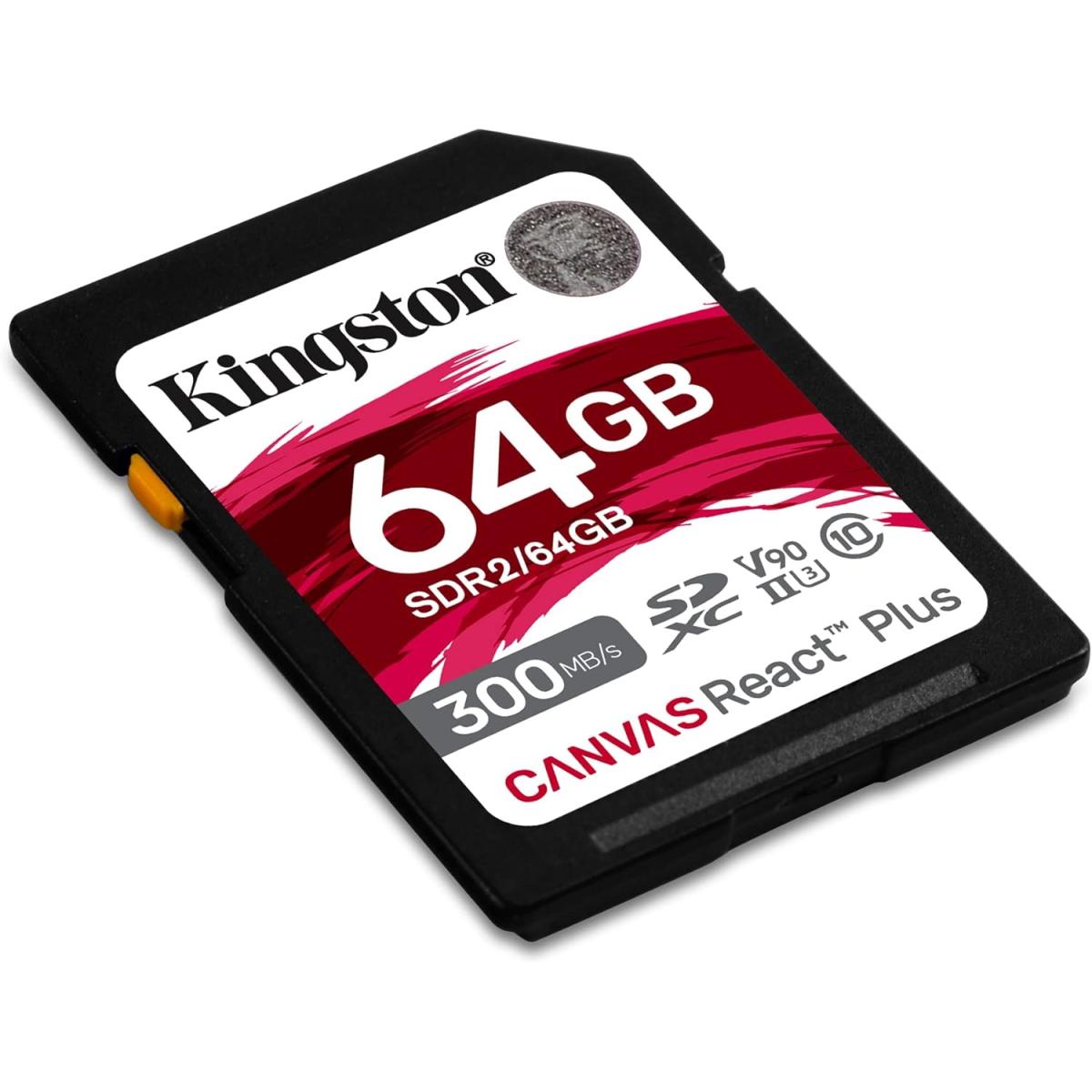 Kingston 64GB Memory Card SDXC Canvas React Plus 300MB/s Read For UHS-II 4K/8K