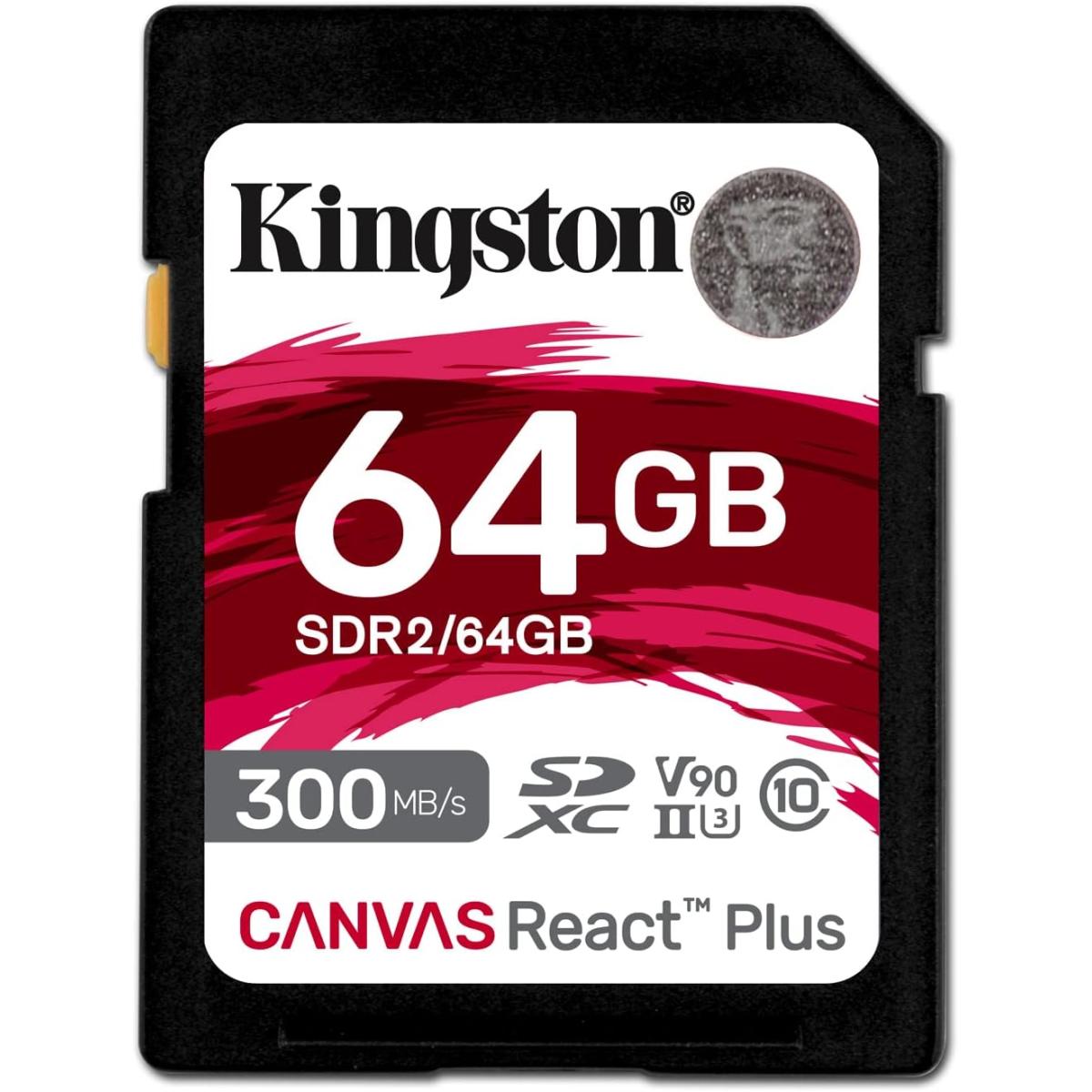 Kingston 64GB Memory Card SDXC Canvas React Plus 300MB/s Read For UHS-II 4K/8K