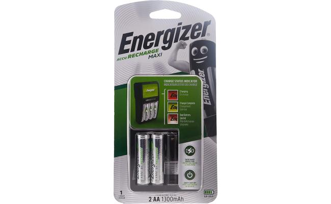 Energizer Accu Recharger Maxi AA/AAA batteries Charger with 2x AA (1300 mAH ) NiMH Rechargeable Batteries