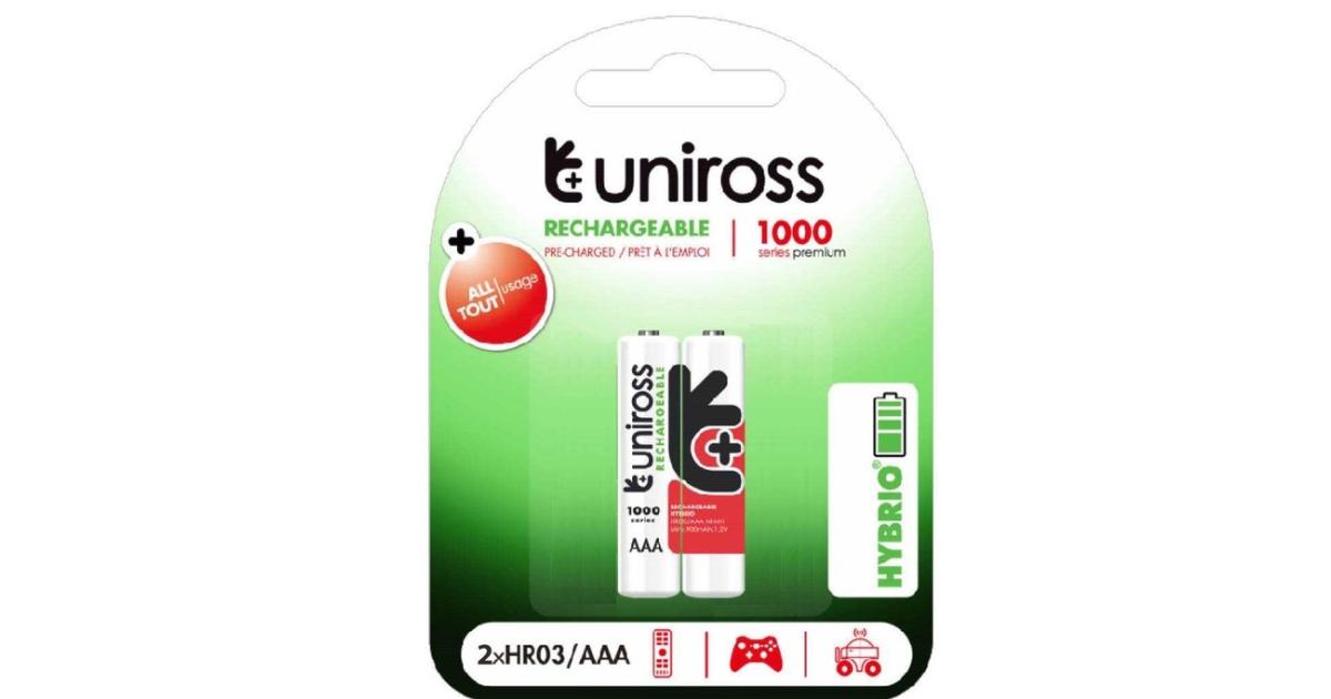 Uniross Hybrio AAA 1000 mAh NiMH Rechargeable Batteries Pack of 2 HR03AAA