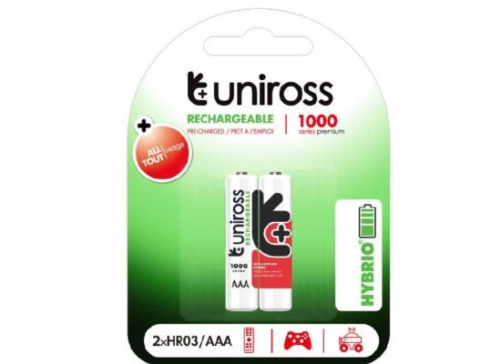 Uniross Hybrio AAA 1000 mAh NiMH Rechargeable Batteries Pack of 2