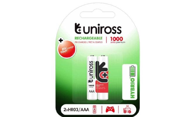 Uniross Hybrio AAA 1000 mAh NiMH Rechargeable Batteries Pack of 2