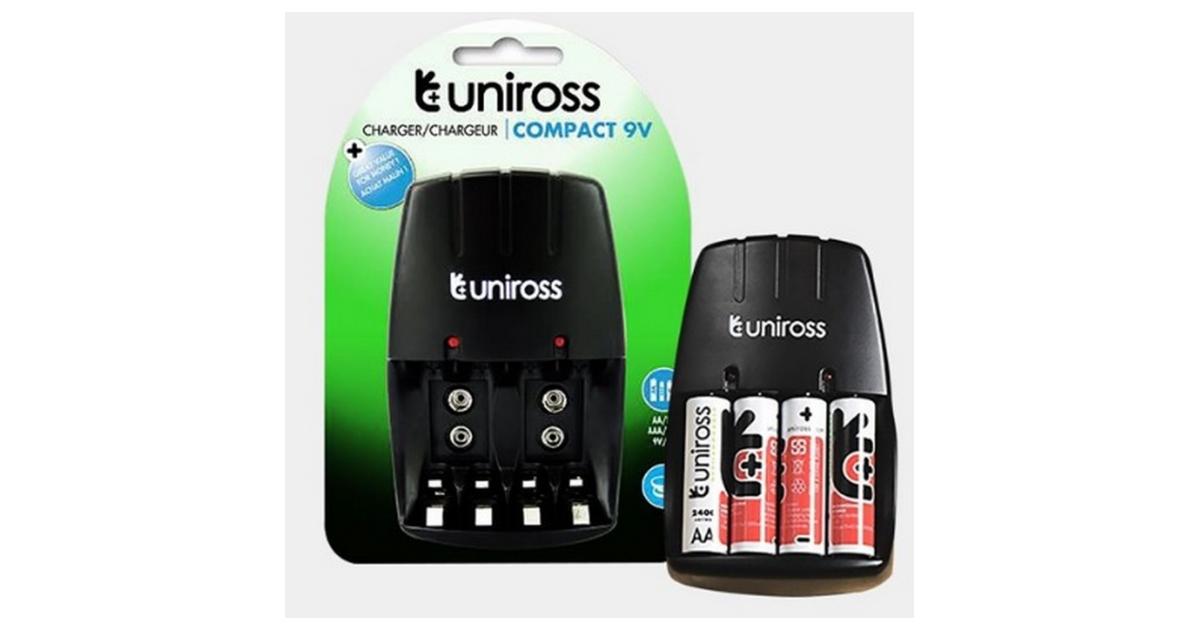 Chargeur De Piles Uniross Compact - Emplacement 4 Piles Aa/Aaa Et 2 Plies  9V + 4 Piles Rechargeables Aa 2100Mah Hybrio Ucw001a