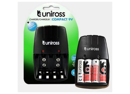 Uniross Compact Charger For AA, AAA, 9V 2100 Ready to use Rechargeable Battery Cells
