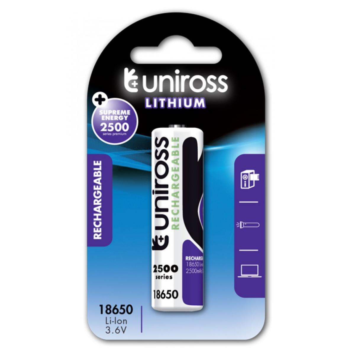 Uniross LIR18650BT 2500mAh Lithium Button Top Rechargeable Battery