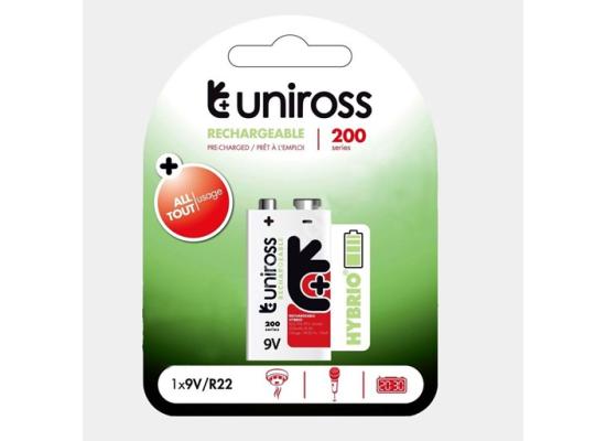 Uniross Hybrio Pre-charged 1 X 9v 200 Series Rechargeable Battery