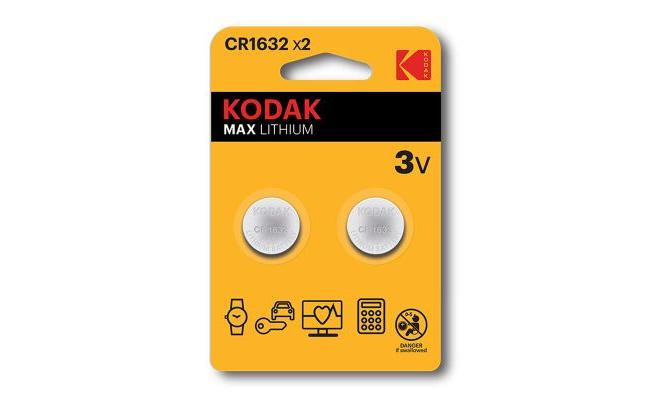 Kodak Lithium Button Cell Batteries 1632 Pack Of 2