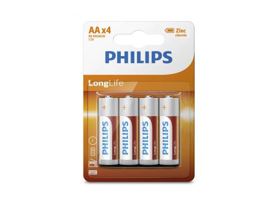 Philips LongLife Zinc Batteries AA - Pack of 4