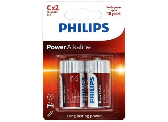 Philips Power Alkaline Batteries C - Pack of 2