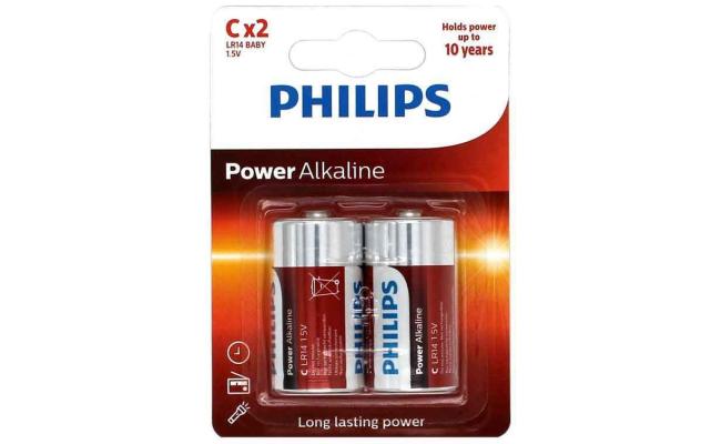 Philips Power Alkaline Batteries C - Pack of 2