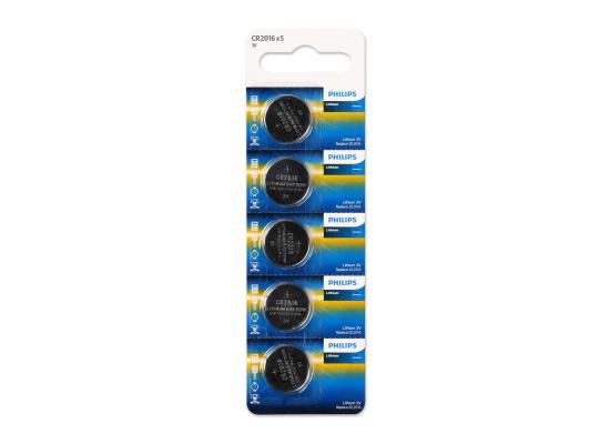 Philips Lithium Cell Button Battery CR2016 - Pack of 5