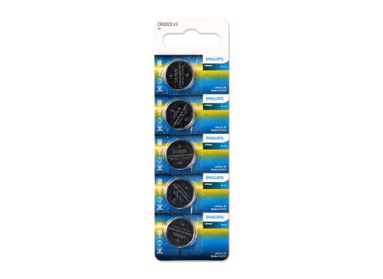 Philips Lithium Cell Button Battery CR2025 - Pack of 5