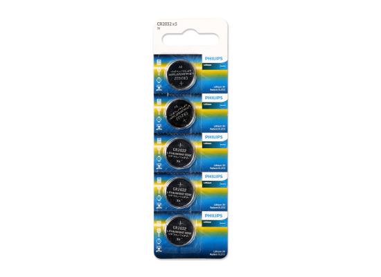 Philips Lithium Cell Button Battery CR2032 - Pack of 5