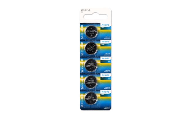 Philips Lithium Cell Button Battery CR2032 - Pack of 5