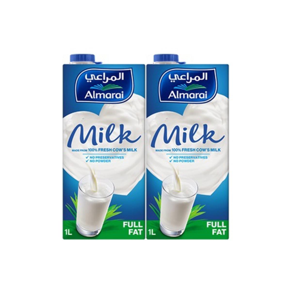 Almarai Milk Full Fat, 1L Pack of 4 | 54651 | Mkateb.com