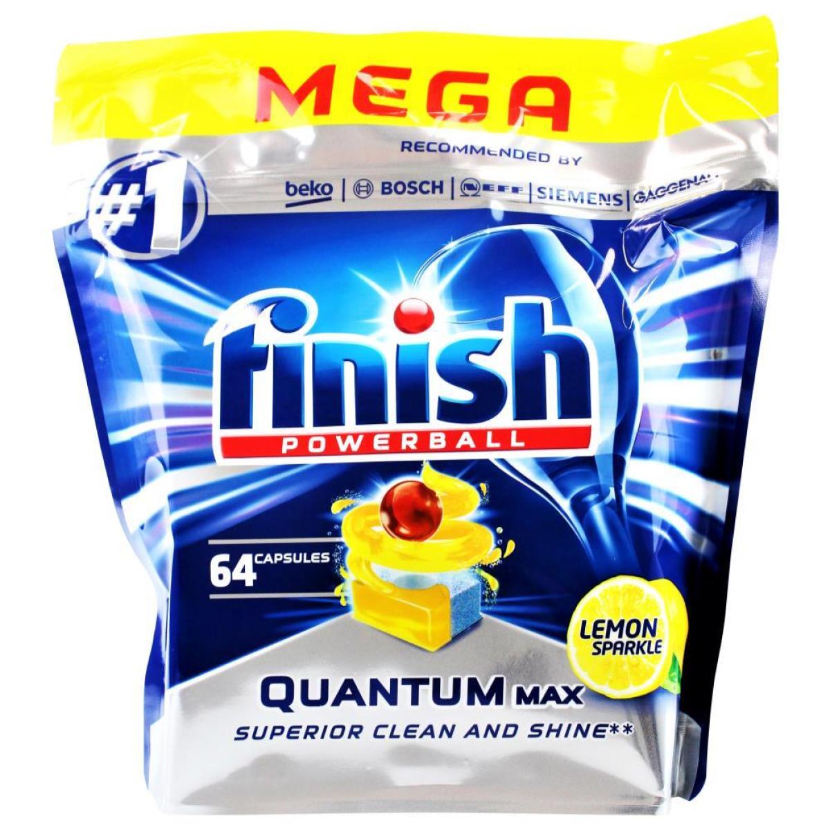 Finish Quantum Max Lemon Dishwasher Tablets - 64 Pack