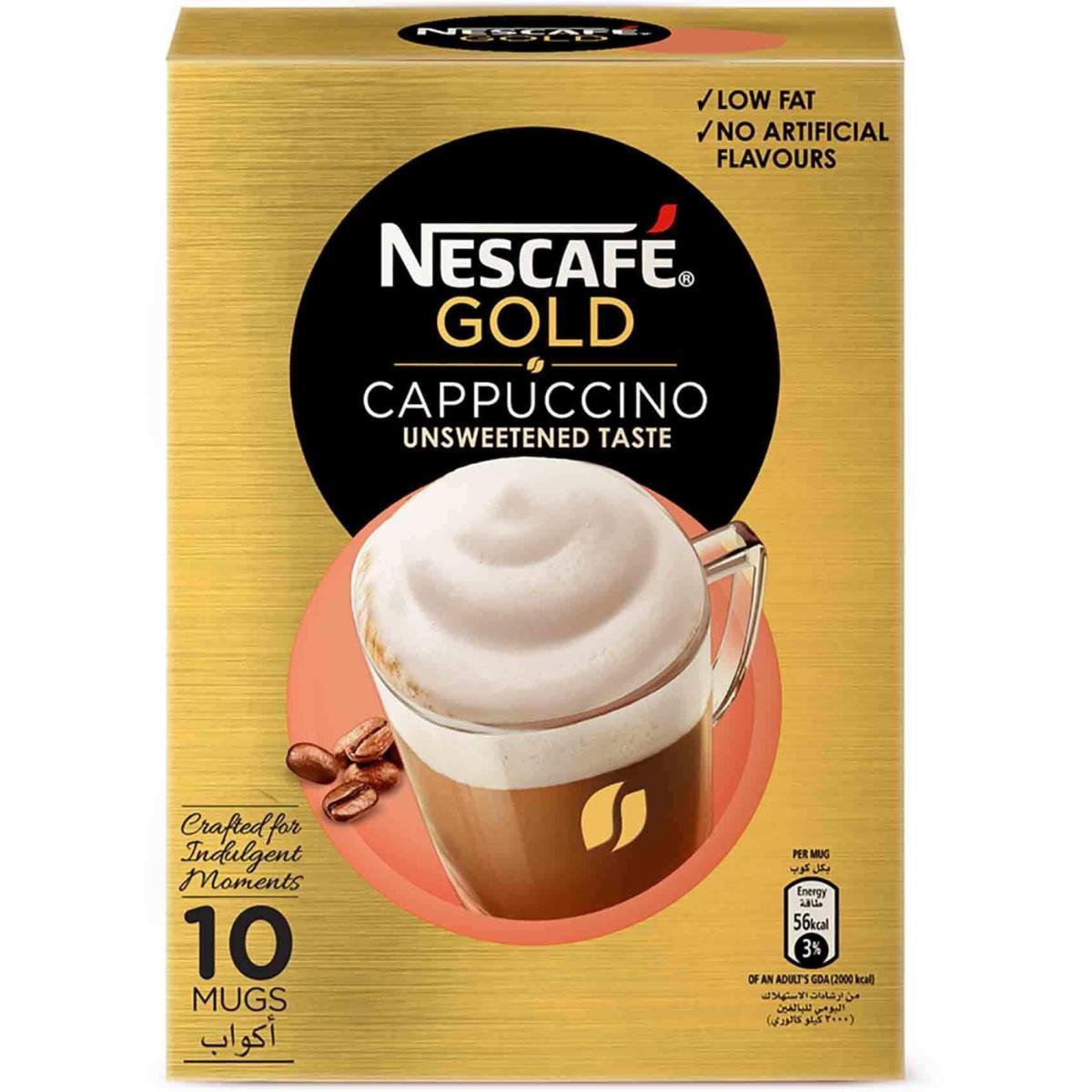 Nescafe Gold Unsweetened Cappuccino, Pack of 10