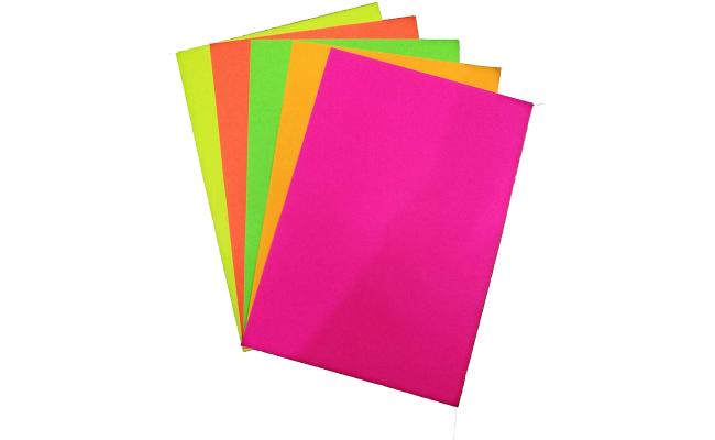 A4 Neon Colour Fluorescent Paper, Pack of 100 Sheets