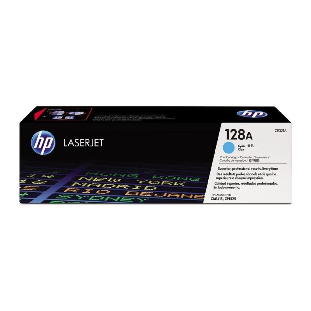 HP 128A Original LaserJet Toner Cartridge (CE320A) Cyan