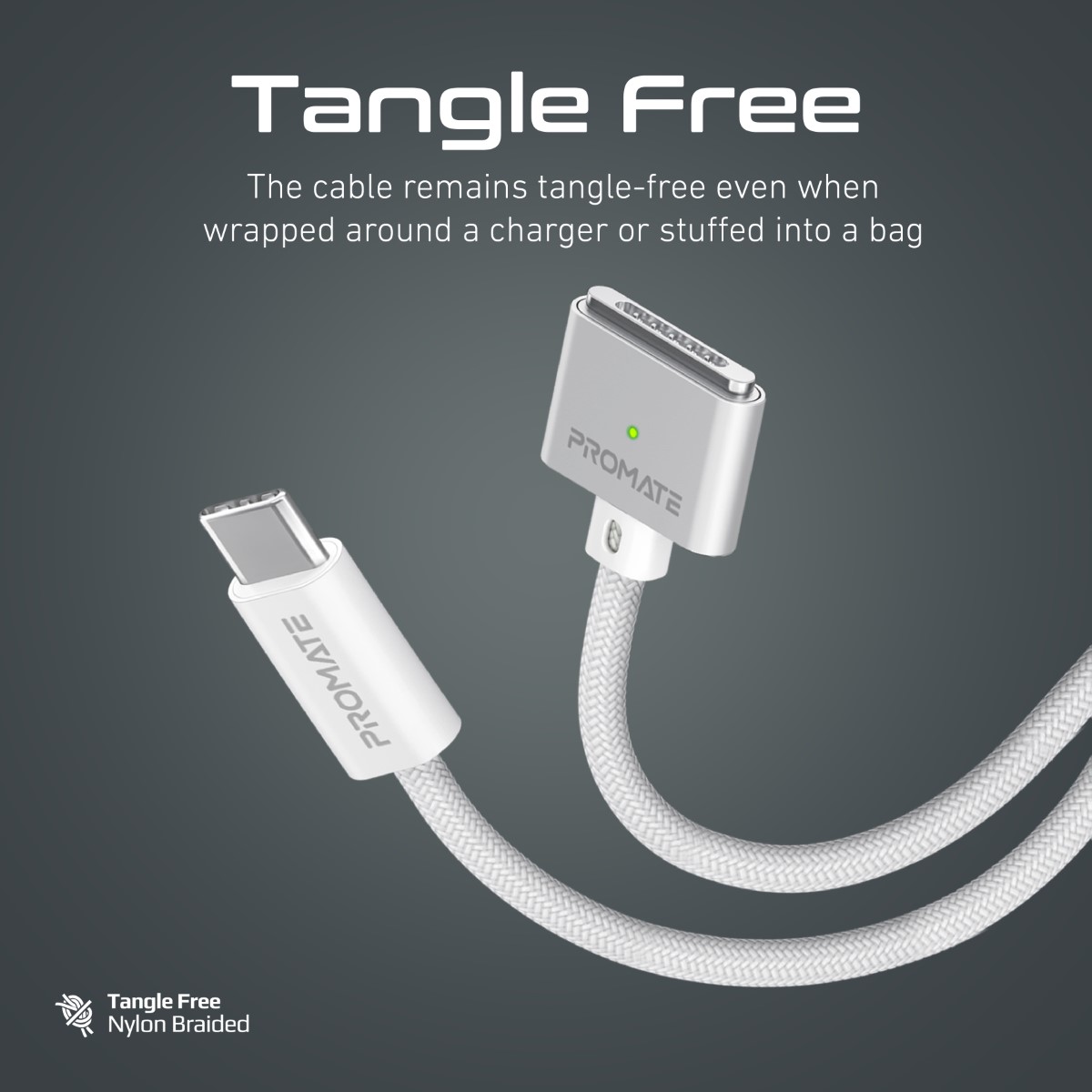 Promate MagCord-140PD MacBook Cable, Durable USB-C to MagSafe 3 Charging Cable with 140W, 2M  Strong Magnetic Connectors
