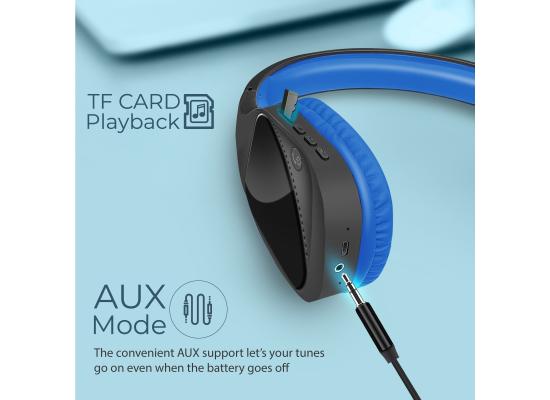 Promate Nova Bluetooth Headphones, On-Ear Wireless Noise Isolation Headset, Blue color