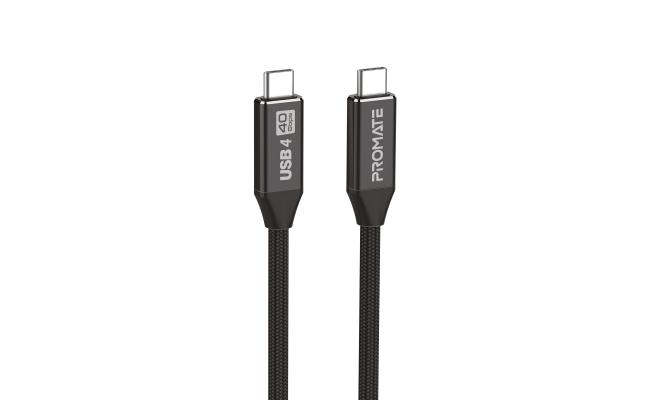 Promate PrimeLinkC40-2M USB-C Cable, Ultra HD 8k 60hz, 240W Power Delivery, High-Speed 40Gbps Data Transfer, Thunderbolt 4 Compatible and 2m Nylon Braided Cord