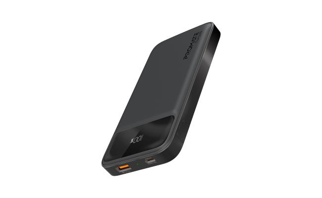 Promate Torq-10 10000Mah Power Bank,Ultra-Slim Portable Charger with 20W USB-C Power Delivery Port, QC 3.0 18W Port, Over-Heating Protection