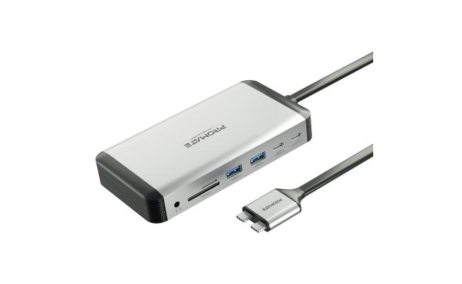 Promate VersaHub-MST MacBook Docking Station with Extended Multi-Display, Dual 4K HDMI, , Premium 100W Dual Pin MacBook Docking Station