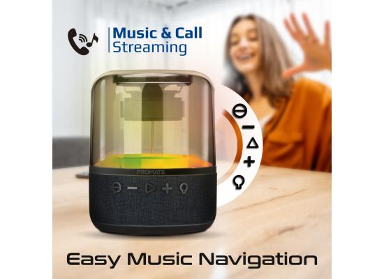 Promate Glitz-L LumiSound 360° Surround Sound Speaker, LED Speaker HD Sound, Light Show, 6H Playtime