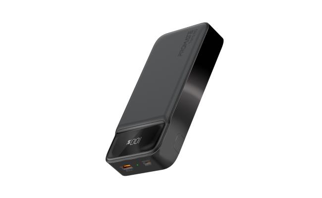 Promate Torq-20 20000Mah Power Bank 20W USB-C, 18W QC 3.0 Port, Phone Holder