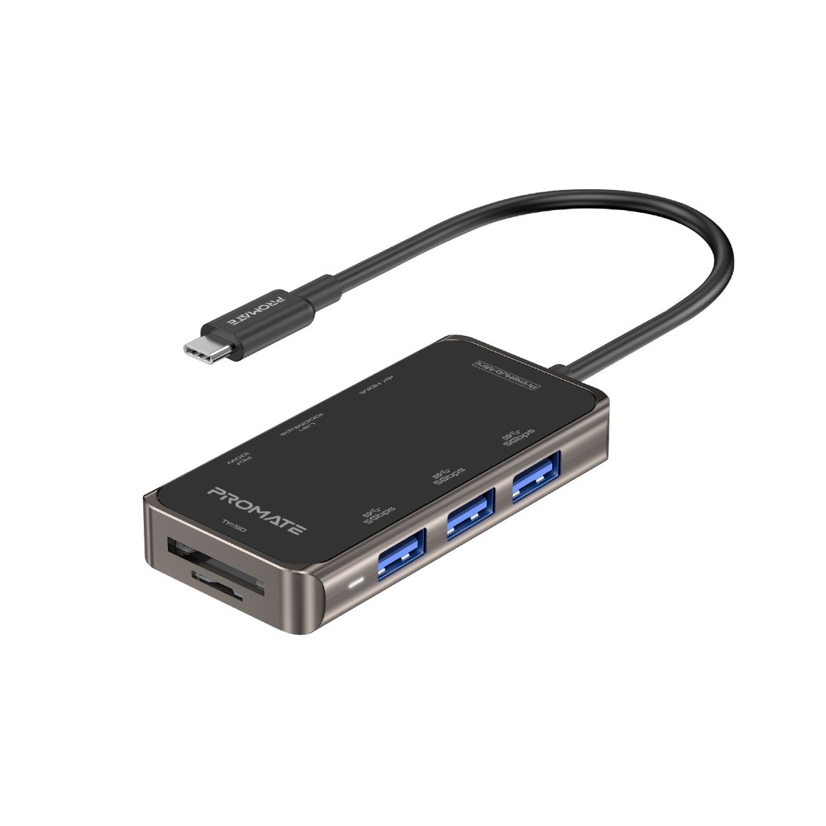 Promate PrimeHub-mini Ultra Compact 8-in-1 USB-C Hub with 100W Power Delivery