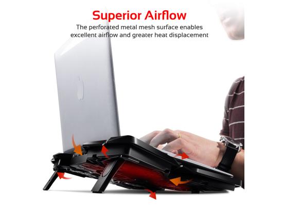 Promate Airbase-3 Laptop Cooling Base, Portable 12 Inch to 17 Inch Dual USB Ports