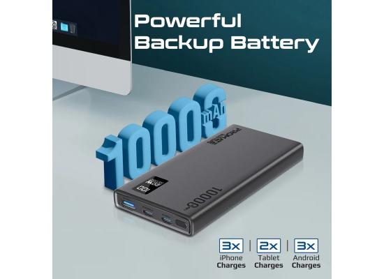 Promate Bolt-10PD Super-Slim Power Bank 20W USB-C, LED Battery Display and Quick Charge 3.0