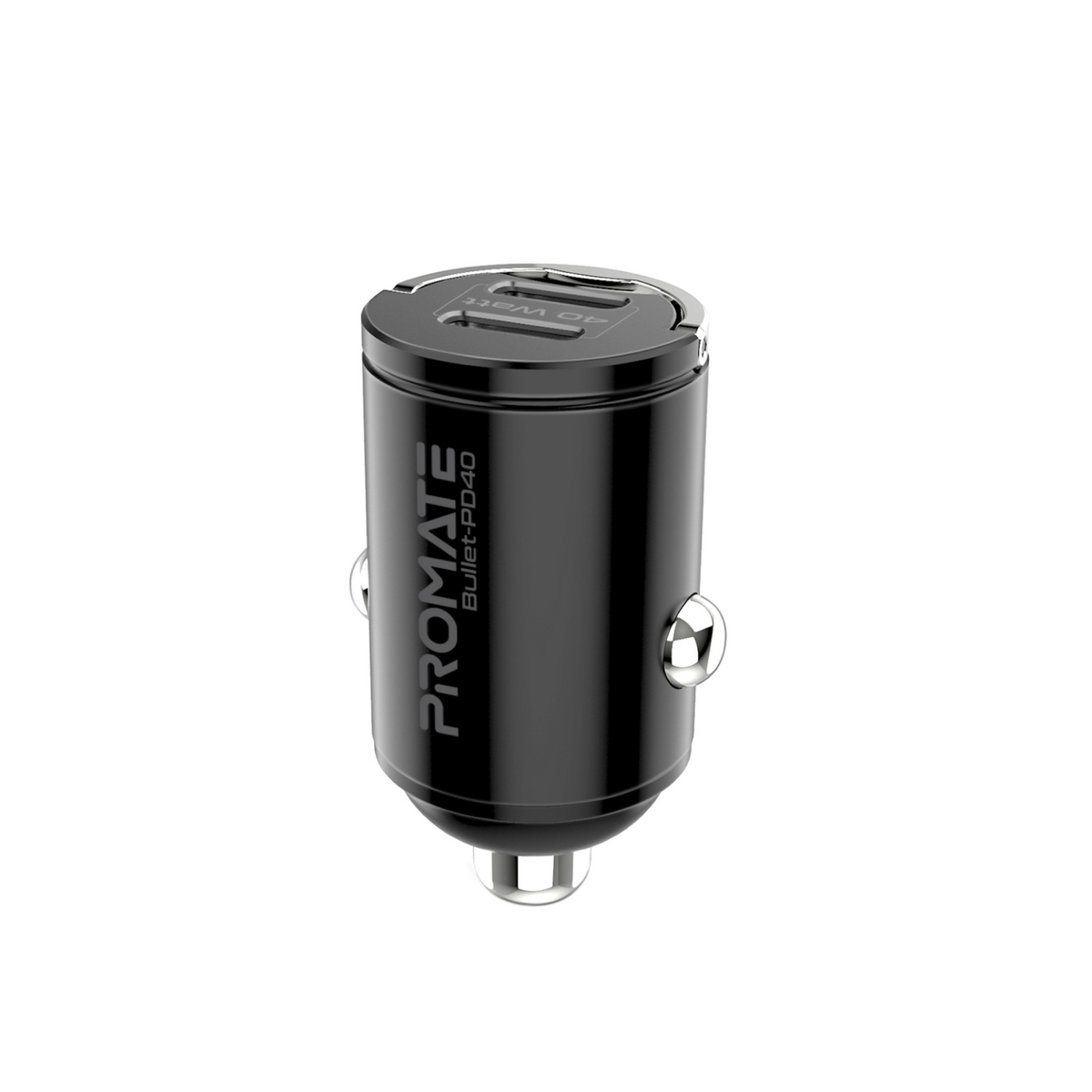 Promate Bullet-PD40 Super-Mini Ultra-Fast Car Charger with 40W Dual USB-C Ports