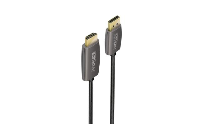 Promate ProLink-DP200  DP to HDMI Cable, Premium Ultra-HD 4K@60Hz DisplayPort to HDMI Video Cable with 18Gbps Transfer Speed Gold Platted Connectors and 2M Nylon Braided Cord