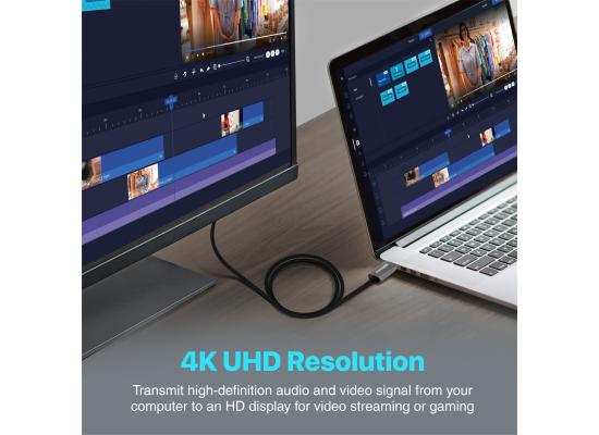 Promate ProLink-DP200  DP to HDMI Cable, Ultra-HD 4K@60Hz DisplayPort to HDMI Video Cable with 18Gbps Transfer Speed, 2M 