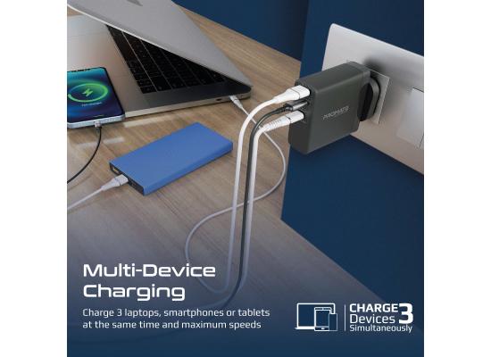 Promate GaNCharge-140W USB-C Wall Charger with 30W  QC 3.0 Port