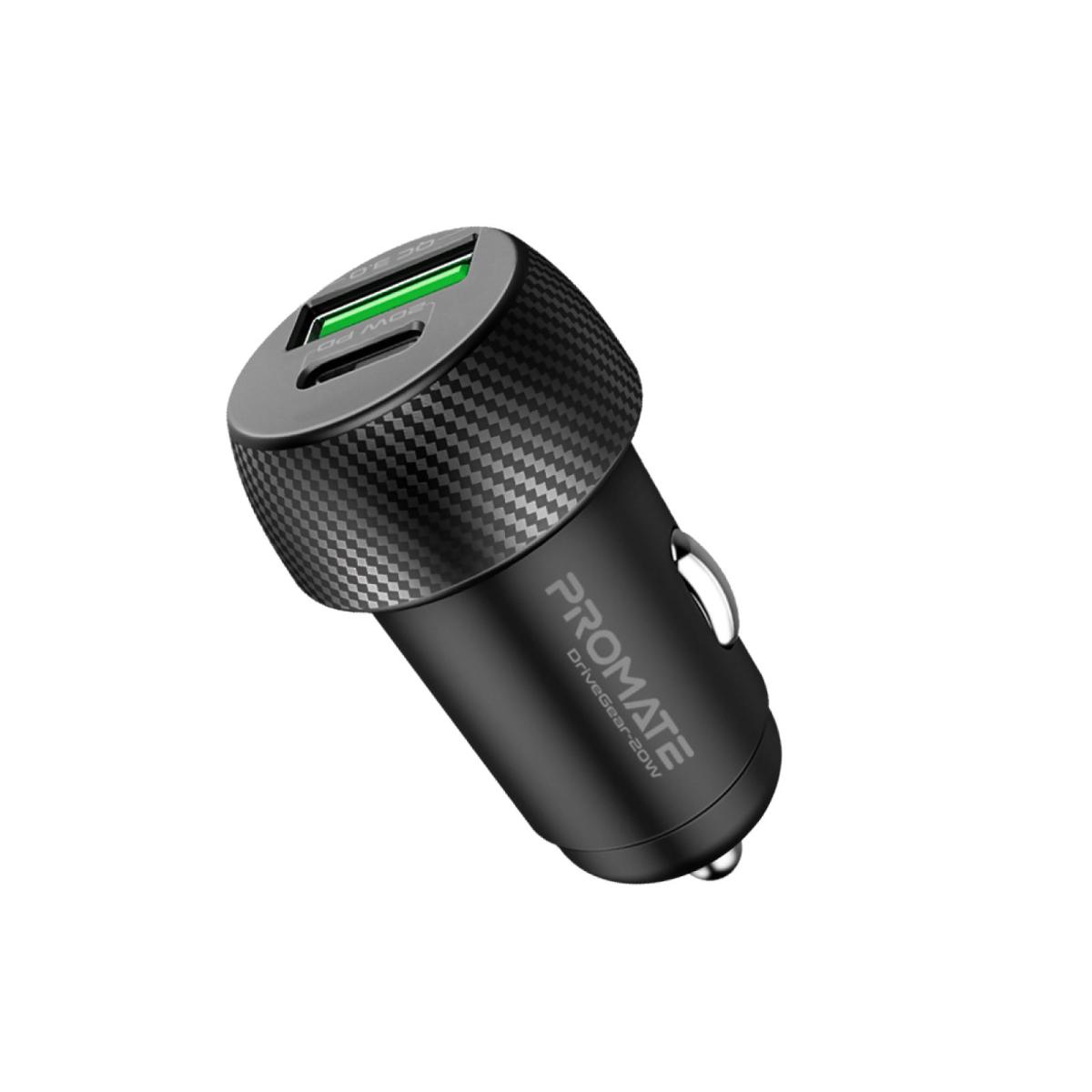 Promate DriveGear-20W Car Charger, Ultra-Fast Mini Car Cigarette Lighter Adapter with 20W USB-C Power Delivery