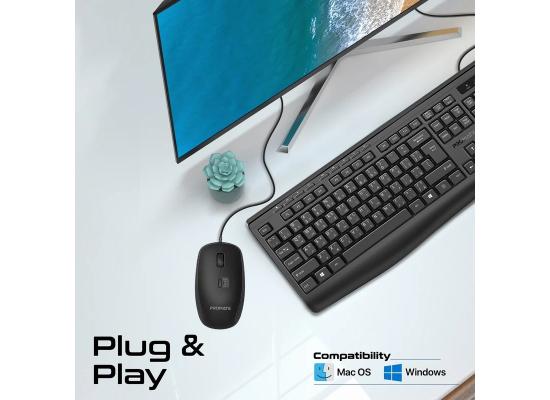 Promate Combo-CM4  Wired Keyboard and Mouse Combo, with Arabic characters