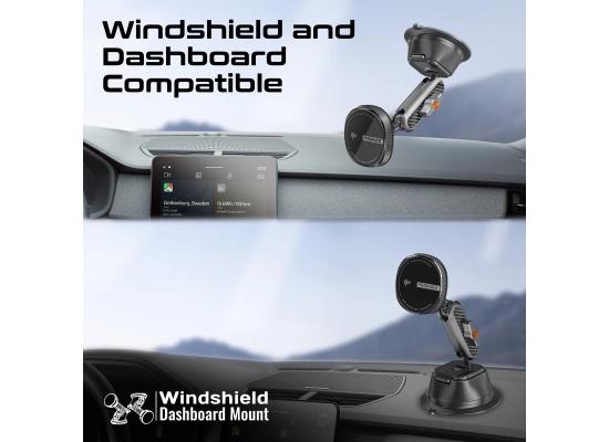 Promate FlexDrive-Qi2, 15W MagSafe Compatible Qi2 Wireless Charger Mount