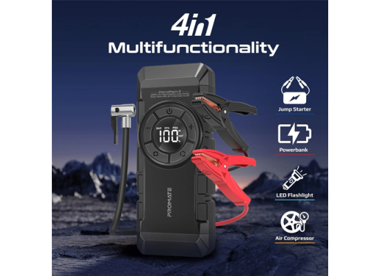 Promate PatrolPack-2 2000A/12V High Capacity Car Jump Starter Power Bank and Air Compressor