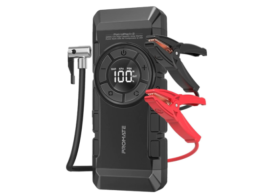 Promate PatrolPack-2 2000A/12V High Capacity Car Jump Starter Power Bank and Air Compressor