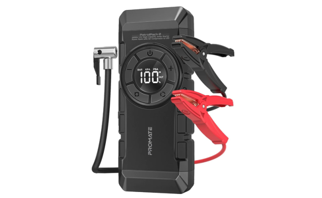 Promate PatrolPack-2 2000A/12V High Capacity Car Jump Starter Power Bank and Air Compressor