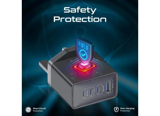 Promate GaNport4-67W, Power Delivery GaNFast Charger with Quick Charge 3.0