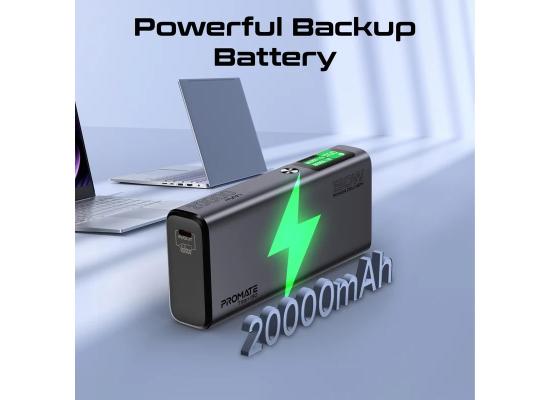 Promate Titan-130,Multi-Port Power Delivery Power Bank with TFT LCD Screen,130W